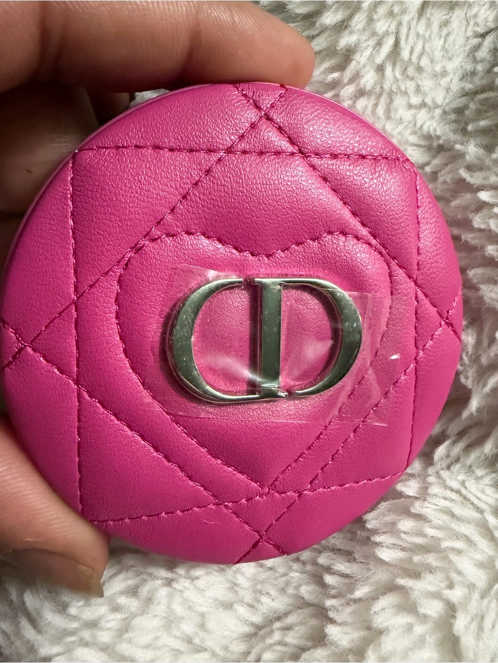 Dior pink/Fuchsia Quilted Leather CD Round Case